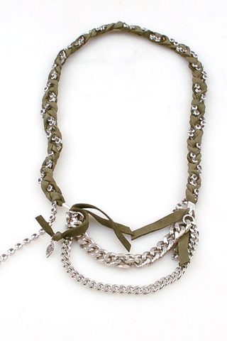 Olive Braided Chain Necklace