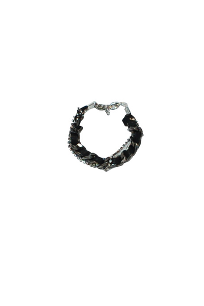 Black Leather Chain Bracelet